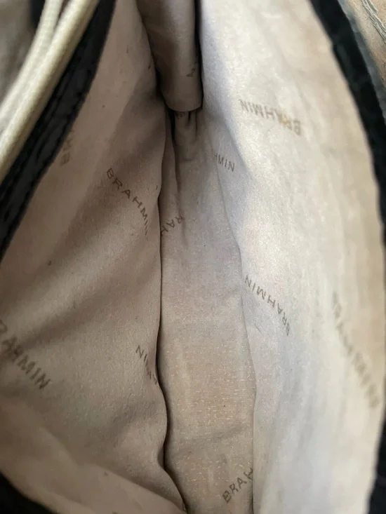 Brahmin Black Croc Embossed Leather Crossbody Wallet Clutch Tassel - Picture 11 of 14